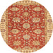 Round Machine Washable Abstract Fire Red Rug, wshabs2821