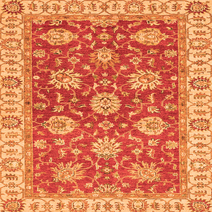 Square Machine Washable Oriental Orange Traditional Area Rugs, wshabs2821org