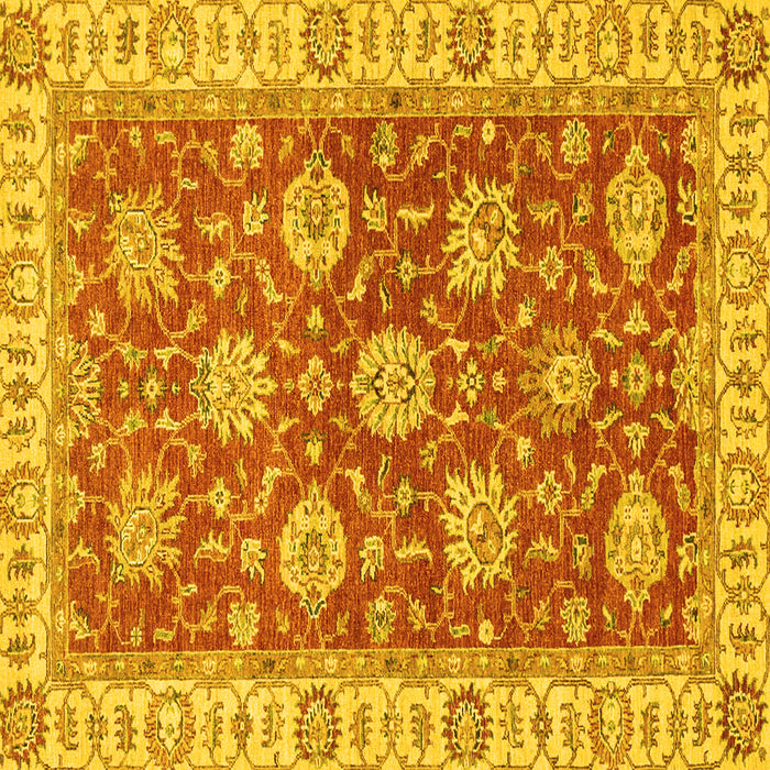 Square Machine Washable Oriental Yellow Traditional Rug, wshabs2821yw