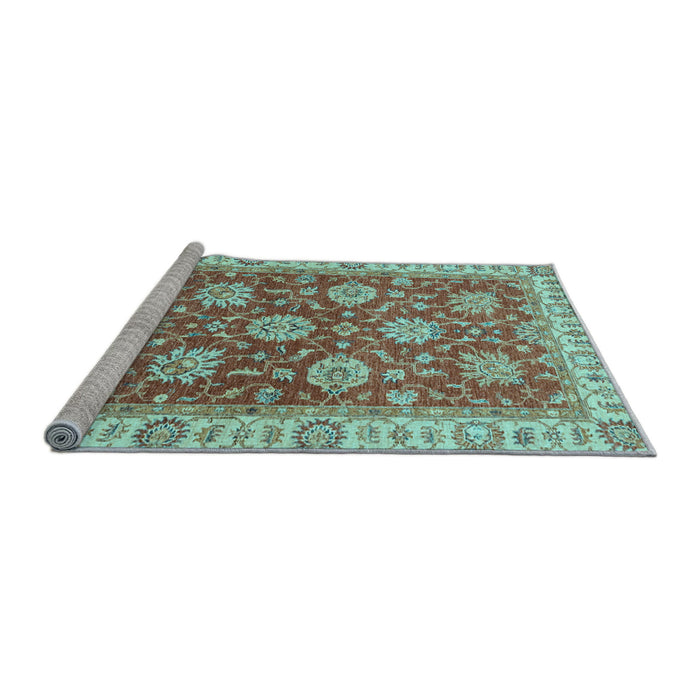 Sideview of Machine Washable Oriental Light Blue Traditional Rug, wshabs2821lblu