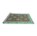 Sideview of Machine Washable Oriental Light Blue Traditional Rug, wshabs2821lblu