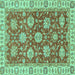 Square Machine Washable Oriental Turquoise Traditional Area Rugs, wshabs2821turq