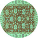 Round Oriental Turquoise Traditional Rug, abs2821turq