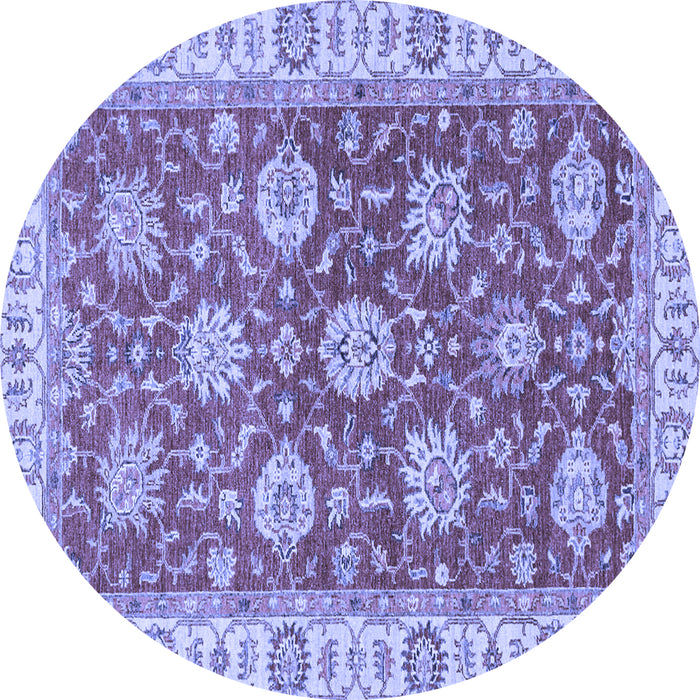 Round Machine Washable Oriental Blue Traditional Rug, wshabs2821blu