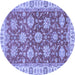 Round Machine Washable Oriental Blue Traditional Rug, wshabs2821blu