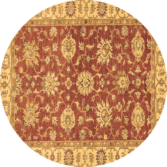 Round Oriental Brown Traditional Rug, abs2821brn