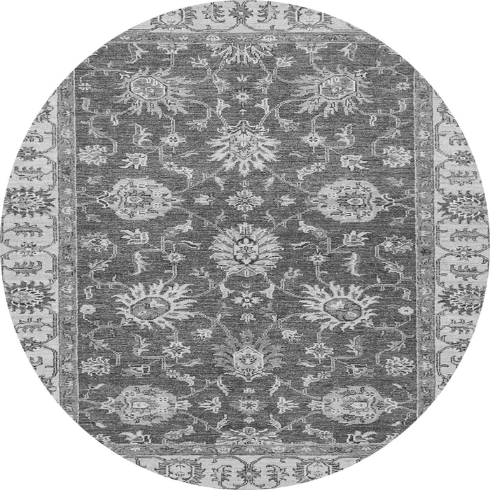 Round Machine Washable Oriental Gray Traditional Rug, wshabs2821gry