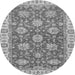 Round Machine Washable Oriental Gray Traditional Rug, wshabs2821gry