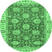 Round Oriental Emerald Green Traditional Rug, abs2821emgrn