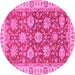 Round Oriental Pink Traditional Rug, abs2821pnk