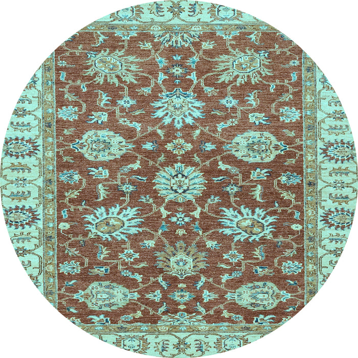 Round Oriental Light Blue Traditional Rug, abs2821lblu