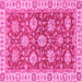 Square Machine Washable Oriental Pink Traditional Rug, wshabs2821pnk