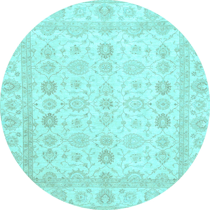 Round Oriental Light Blue Traditional Rug, abs2822lblu