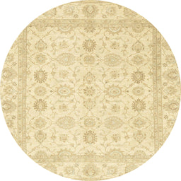 Round Abstract Sun Yellow Oriental Rug, abs2822