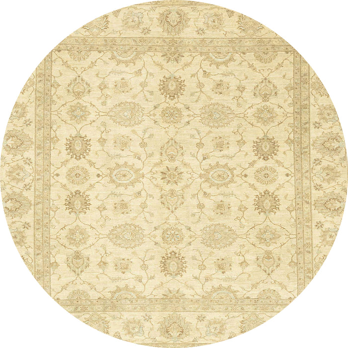 Round Abstract Sun Yellow Oriental Rug, abs2822