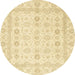 Round Abstract Sun Yellow Oriental Rug, abs2822