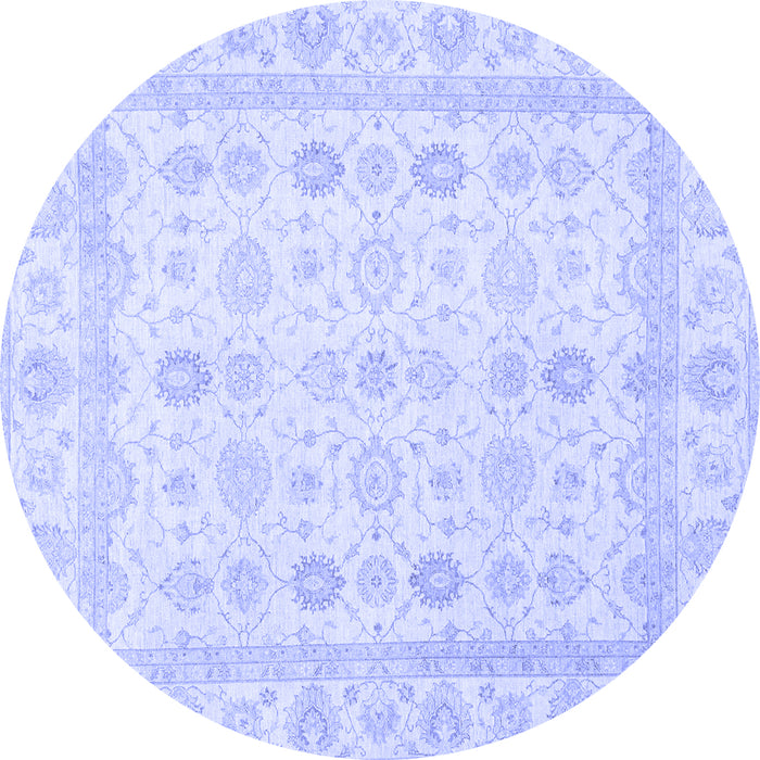 Round Machine Washable Oriental Blue Traditional Rug, wshabs2822blu