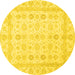 Round Oriental Yellow Traditional Rug, abs2822yw