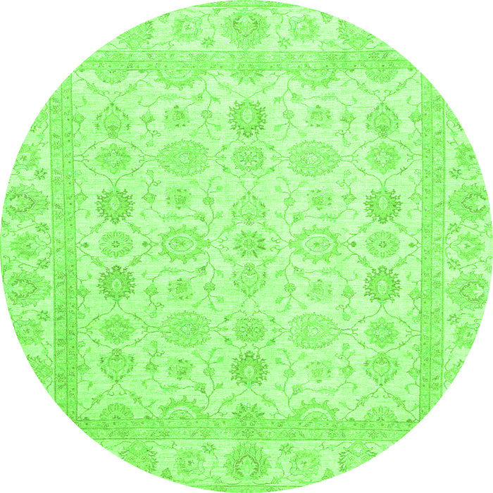 Round Machine Washable Oriental Green Traditional Area Rugs, wshabs2822grn