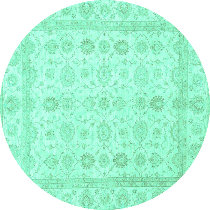 Round Oriental Turquoise Traditional Rug, abs2822turq