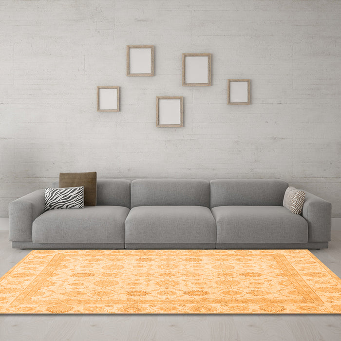 Machine Washable Oriental Orange Traditional Area Rugs in a Living Room, wshabs2822org