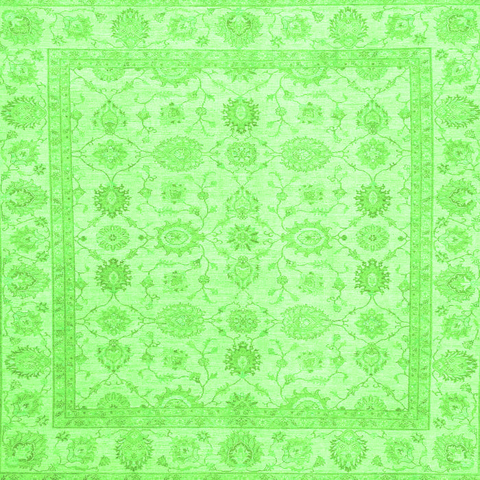 Square Machine Washable Oriental Green Traditional Area Rugs, wshabs2822grn