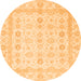 Round Oriental Orange Traditional Rug, abs2822org