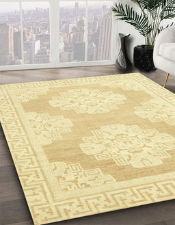 Abstract Sun Yellow Oriental Rug in Family Room, abs2823