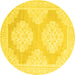 Round Oriental Yellow Traditional Rug, abs2823yw