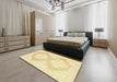 Abstract Sun Yellow Oriental Rug in a Bedroom, abs2823