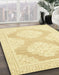 Abstract Sun Yellow Oriental Rug in Family Room, abs2823