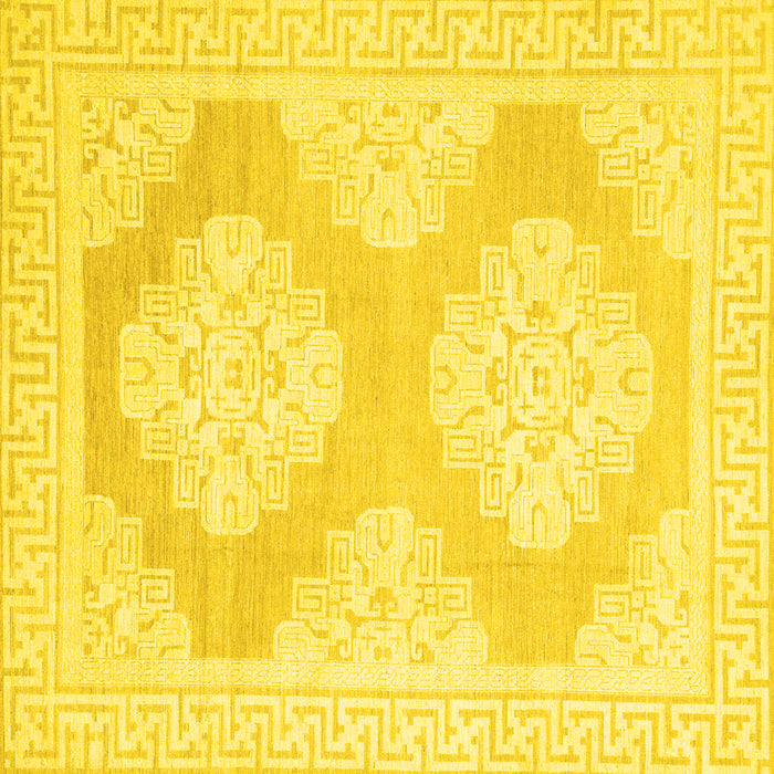 Square Machine Washable Oriental Yellow Traditional Rug, wshabs2823yw