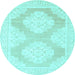 Round Oriental Light Blue Traditional Rug, abs2823lblu