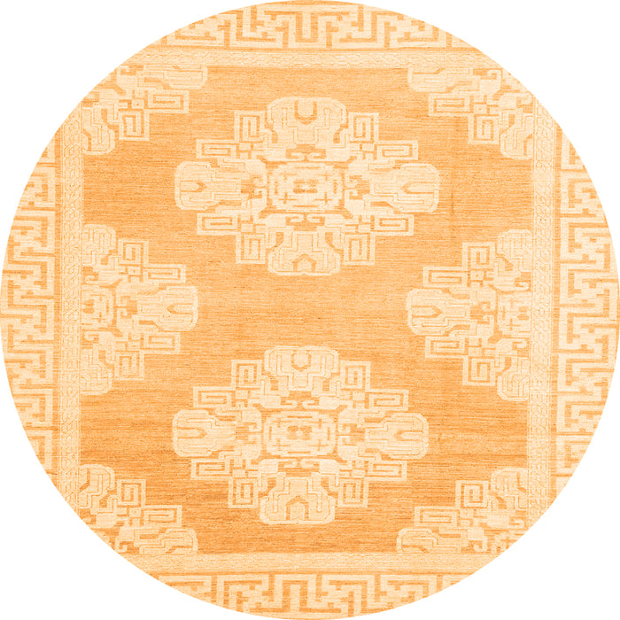 Round Oriental Orange Traditional Rug, abs2823org