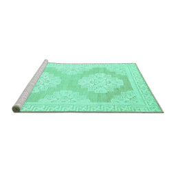 Sideview of Machine Washable Oriental Turquoise Traditional Area Rugs, wshabs2823turq