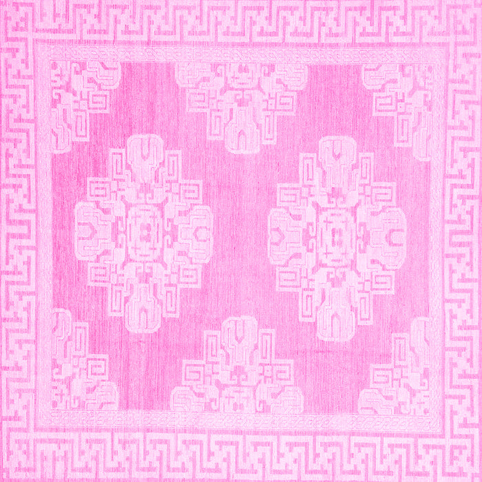 Square Machine Washable Oriental Pink Traditional Rug, wshabs2823pnk