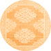 Round Machine Washable Oriental Orange Traditional Area Rugs, wshabs2823org