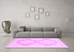 Machine Washable Oriental Purple Traditional Area Rugs in a Living Room, wshabs2823pur