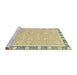 Sideview of Machine Washable Abstract Brass Green Rug, wshabs2824