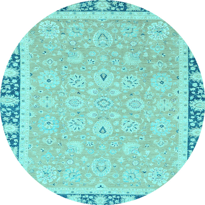 Round Machine Washable Oriental Light Blue Traditional Rug, wshabs2824lblu