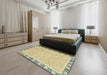 Machine Washable Abstract Brass Green Rug in a Bedroom, wshabs2824