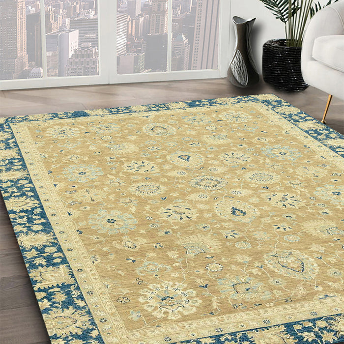 Machine Washable Abstract Brass Green Rug in a Family Room, wshabs2824