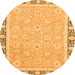 Round Oriental Orange Traditional Rug, abs2824org