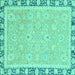 Square Oriental Turquoise Traditional Rug, abs2824turq