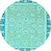 Round Oriental Light Blue Traditional Rug, abs2824lblu