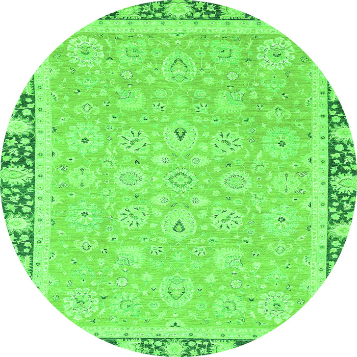 Round Oriental Green Traditional Rug, abs2824grn