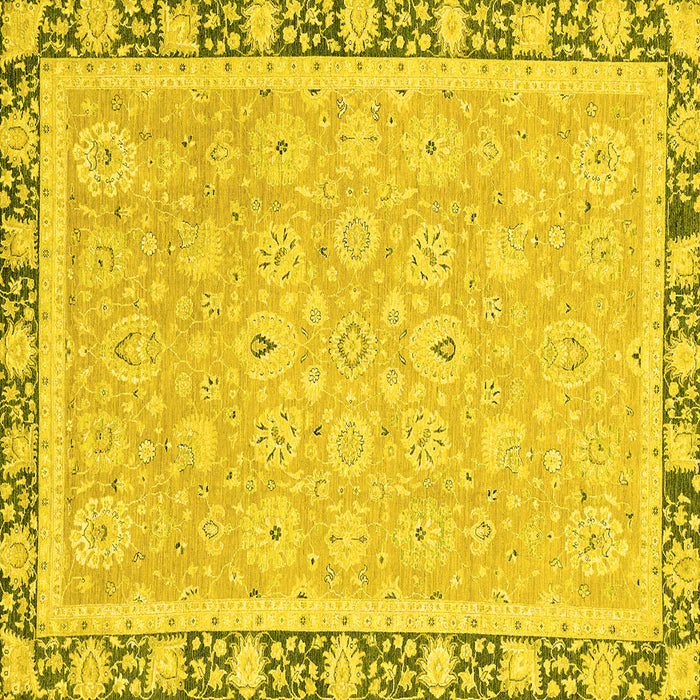 Square Machine Washable Oriental Yellow Traditional Rug, wshabs2824yw
