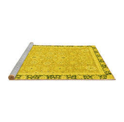 Sideview of Machine Washable Oriental Yellow Traditional Rug, wshabs2824yw