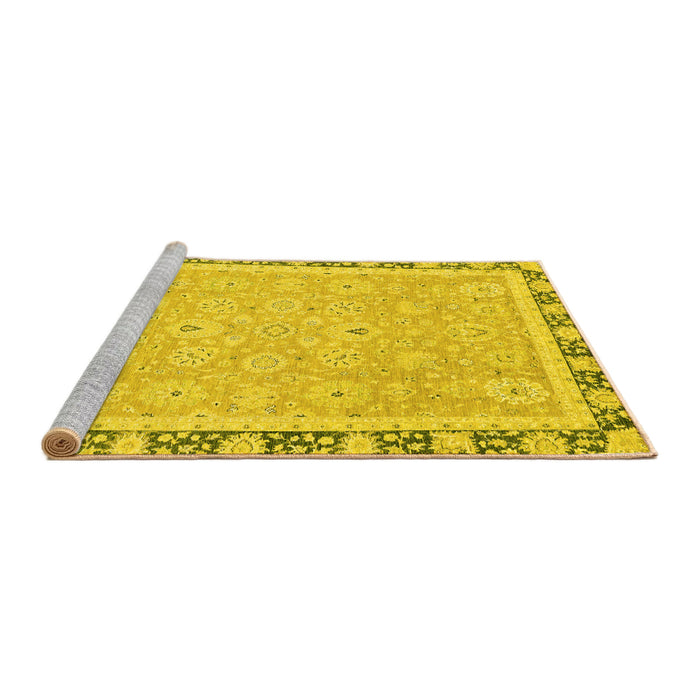 Sideview of Machine Washable Oriental Yellow Traditional Rug, wshabs2824yw