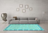 Machine Washable Oriental Light Blue Traditional Rug, wshabs2824lblu